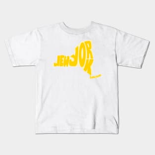 New York Map Outline Bubble Letters- yellow Kids T-Shirt